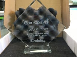 Gamification Nation winning Excellence for no-tech gamification design Award at GamiCon18 in Chicago USA